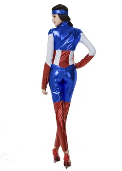 Dámy Kapitán Amerika Superwomen Super Dievča S Dlhými Rukávmi Jumpsuit Maškarný Halloween Sliepky Strany Cosplay Kostým Fantasia