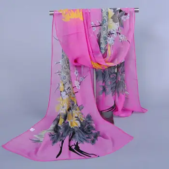 Dámy printe páva kvet šátek/kvetinové šatky hodvábny šifón populárne zábal dlho obyčajný hidžáb šály/šatku 10pcs/veľa XQ065