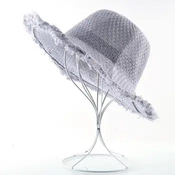 Dámy široký okraj čiapky pre ženy slnečná clona klobúk dámy chapeau femme pláži floppy čiapky ženy lete panama spp vedro fedora