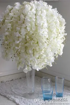 Elegantné biele Umelého Hodvábu Kvet Wisteria Viniča Ratan Pre Svadobné Centerpieces Dekorácie Kytice Garland Domov Ornament 20213