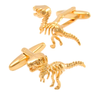 Elektrolyticky Pokrývajú Zlatý Kostra Dinosaura Tričko Manžetové Gombíky Pop Príslušenstvo Zvierat Série Manžetové Gombíky