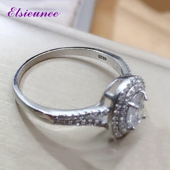 ELSIEUNEE 925 Sterling Silver Elipsovitý Rez Simulované Moissanite AAA Zirkón Prsteň Biele Zlato Farby, Jemné Šperky Prstene Pre Ženy