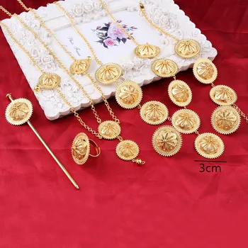 Etiópsky Šperky Set Zlatá Farba Eritrea Afrike Habesha Svadobné Party Šperky Set Položiek