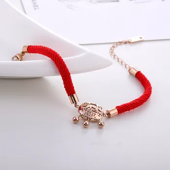 Etnické Šťastie Zámok bell náramky pre ženy accessaries femme pulseira, retro červené lano kúzlo náramok z nerezovej ocele, šperky