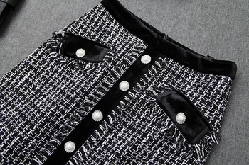Európske a Americké oblečenie pre ženy 2020 zimné nový štýl Dlhý rukáv pletený sveter Tweed šatka Strapce sukne Módy obleky 1851