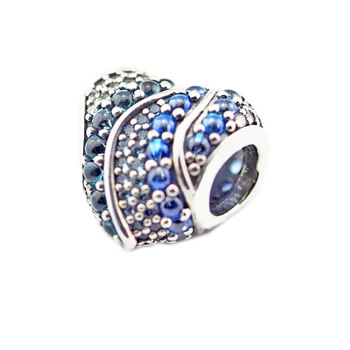 Fandola 925 Sterling Silver Aqua Blue Crystal Srdce Kúzlo Korálky Hodí Originálne Náramky Ženy Šperky Čo Pulseras