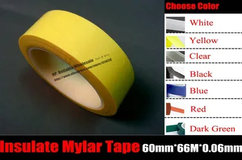 Farba Vybrať,(60 mm*66M*0.06 mm), Izolácia mylar Pásky pre Transformátor Cievka Balenie Vysokým teplotám, Plameň Retardáciou