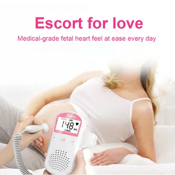 Fetálny Doppler 2.5 MHz Sondy Srdce Biť Monitor LCD Ružovej Farby Tehotné dieťa Monitorovanie Vysokým rozlíšením plodu srdcové zvuky