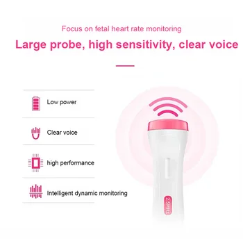Fetálny Doppler 2.5 MHz Sondy Srdce Biť Monitor LCD Ružovej Farby Tehotné dieťa Monitorovanie Vysokým rozlíšením plodu srdcové zvuky