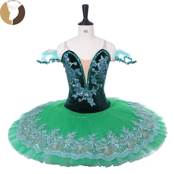 FLTOTURE Profesionálne Klasické Palacinky Tutu Balerína Súťaže Šaty Tmavo Zelená Balet baletu luskáčik Tutus Esmeralda Kostýmy