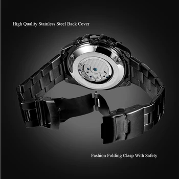 FORSINING Muži Hodinky Automatické Muž Hodiny Čierne Pánske Hodinky Oceľové Spony na Business Bežné Mužov Náramkové hodinky