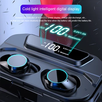 G02 TWS 5.0 Bluetooth 6D Stereo Slúchadlá Bezdrôtové Slúchadlá IPX6 Vodotesné Slúchadlá 3300mAh LED Displej Smart Power Bank
