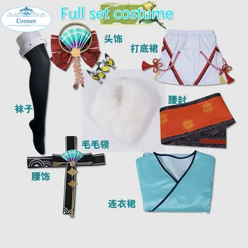 Genshin Vplyv Shenli Linghua Cosplay Kostým Hra Vyhovovali Kimono Šaty Jednotné Shen Ling Li Hua Halloween Party Oblečenie, Ženy, Dievčatá