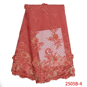 Ghana Svadobné Šaty Korálkové Svadobné Čipky Vyšívané Textílie Ručné Kvety pre Šaty Výšivky Nášivka Textílie AMY2505B 17856