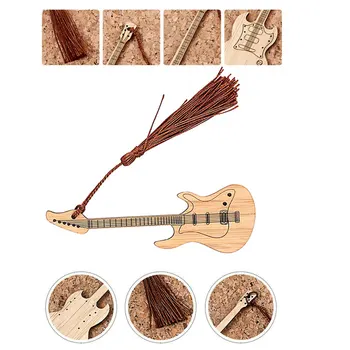 Gitara Tvar Bambusu Záložku Dreva DIY Remesiel Knihu Označiť Dekorácie Bambusu Stránke-Marker Dekorácie, Remeselné Gitara Bambusu Záložku 11856