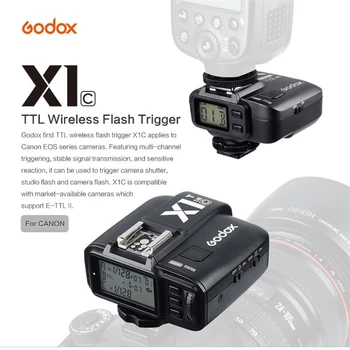 GODOX X1T-C 2.4 G Bezdrôtové TTL HSS Flash Trigger Vysielač + 2* X1R-C pre Canon Godox V860IIC TT600 TT685C SK400II DP600II