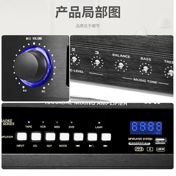 GS-80 2.0 200W+200W domáce kino Bluetooth audio zosilňovač high power karaoke profesionálne Karaoke KTV subwoofer AV zosilňovač