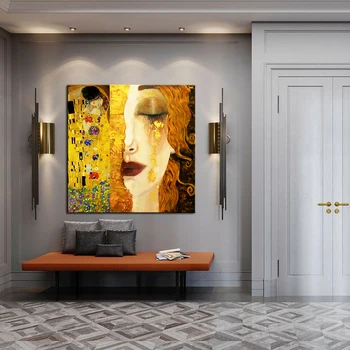 Gustav Klimt olejomaľba Tlač na Plátne, Plagát, Zlatá Slza Buk Bosque Carre obrazov na Stenu pre Obývacej Izbe Plagáty a Tlač