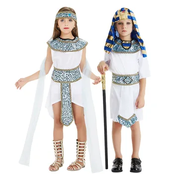 Halloween Cosplay kostýmy Starovekého Egypta Egyptský Faraón Kráľ Panovníčka Kleopatra, Kráľovná uniformy kostýmy pre Deti-Chlapci, Dievčatá