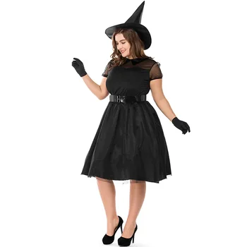 Halloween Vianoce Black Priadza Čarodejnice Veľké Veľkosti Kostým Temperament Čarodejnice Temnej Noci, Ghost Cosplay Hra Šaty Tuku Osoba
