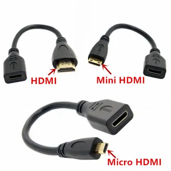 HDMI & Micro HDMI & Mini HDMI 1.4 Male na Mini HDMI 1.4 Žena C Typ Rozšírenie 15 cm krátky Kábel pre Notebook PC HDTV
