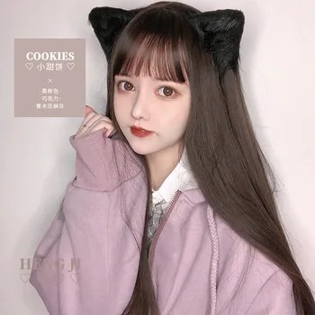 Heng Ji Lolita Parochňu Plášť Ženské Vlasy Stredne dlhé Vlasy Lolita Červená Starožitné Prírodné Dievča Cookies lolita parochňu