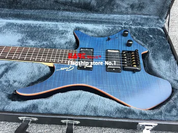 High-end data elektrická gitara, tiger dyha javor, modrá farba, matný lak, javorový krk, poštovné