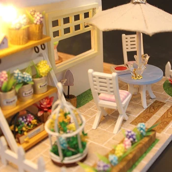 Hoomeda-urob si sám urob si sám Drevený Dom Miniatúry s Nábytkom DIY Miniatúrne Dom Casa Doll House Hračky pre Deti Narodeninám Box