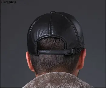 Hot predaj 2020 reálny kožený klobúk nové zimné Ovčej klobúk pravej kože teplé nastaviteľné šiltovku pre človeka čiapky 32066