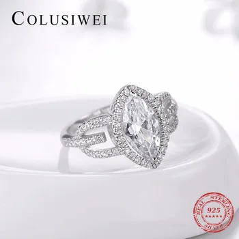 Hot Predaj Módnych Pevné 925 Sterling Silver Ring Prst Zirconia Luxusné Šperky Pre Ženy, Svadobné Zásnubné Prstene Anel