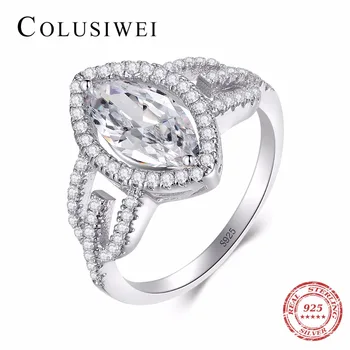 Hot Predaj Módnych Pevné 925 Sterling Silver Ring Prst Zirconia Luxusné Šperky Pre Ženy, Svadobné Zásnubné Prstene Anel