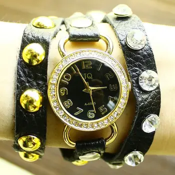 Hot Predaj Vintage Pravé Hovädzie kože hodinky ženy dámy punk dress quartz hodinky Relogio Feminino KOW022 4446