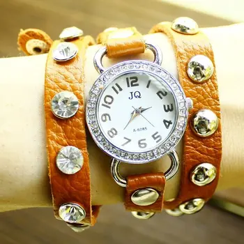 Hot Predaj Vintage Pravé Hovädzie kože hodinky ženy dámy punk dress quartz hodinky Relogio Feminino KOW022