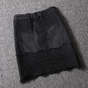 Hot Predaj Ženy Sukne Pevných Farieb-Line Čipky Paletu Mini Krátke Vysoký Pás Denim Sukne Bežné Street Style Sukne Z370