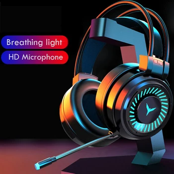 Hráč Mikrofónom Herné Slúchadlá s Mikrofónom Priestorový Zvuk Stereo USB Farebné Svetlo Káblové Slúchadlá pre PC, Notebook