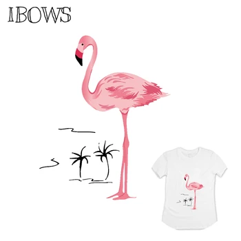 IBOWS Tepla Prevody PVC Patch Flamingo Nálepky Umývateľný Žehlička Na Škvrny DIY Tlač Oblečenie T-shirt Taška Dekorácie Patch