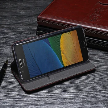 IDEWEI Pre Motorola Moto G5 Luxusné Kožené puzdro Flip puzdro Pre Moto G5 Ochranné Telefón Prípade Retro Zadný Kryt 12221