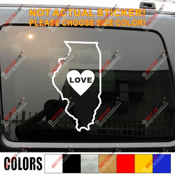 Illinois Mape náčrt Domov Láska Odtlačkový Nálepky Auto Vinyl vybrať veľkosť farba