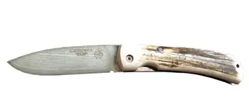 J & V Vreckový Nôž lesný roh s oceľového plechu Japonský VG-10 8,7 cm a antler jeleň vybraných 36053