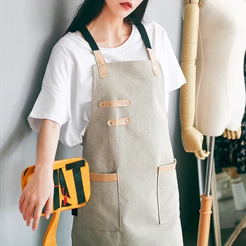 Japonská priemyselná vietor plátno zástera osobné tvorivé kávy holičstvo, kožené pečenie jednotné oblečenie pás tkaniny