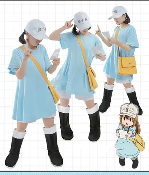 Japonské Anime Pracovné bunky Hataraku Saibou Doštičiek Cosplay Kostýmy Kawaii Dievčatá Školské Uniformy T-shirt Ženy Bežné klobúk