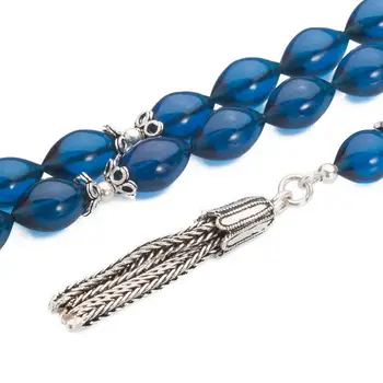Jačmeň Rez Malá Modrá Korálkové Amber Ruženec (Tasbih) Móde Turecký Premium Kvalitné Ručné Jawelery 5068