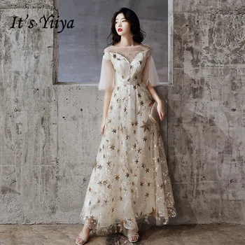 Je to Yiiya Večerné Šaty Elegantné O tvaru Hviezdy Večerných Šiat, Polovičný Rukáv Plus Veľkosť Formálne Šaty Dlhé šaty, de soiree LF178