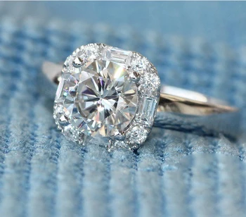 Jednoduché Originálne pevná strieborná farba Snubné Prstene Pre Ženy námestie AAAAA veľké CZ Kryštálmi kameň Zásnubný Prsteň, Šperky