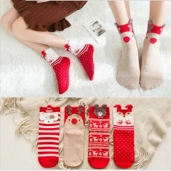 Jesenné a Zimné Bavlnené Ponožky trojrozmerný Karikatúra Vianočné Ponožky Roztomilý Japonské Dámy Ponožky Vianočné Dekorácie 27706