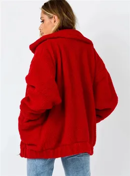 Jeseň imitácia baránok vlna top solid farba Európskych a Amerických iny net červená temperament všestranný krátka srsť žien malé kabát