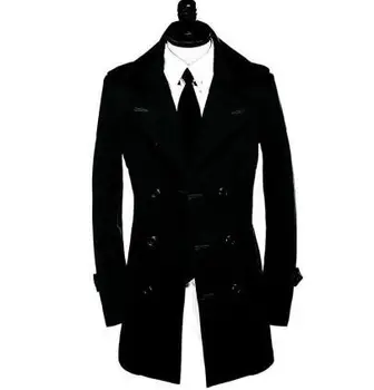 Jeseň nový návrhár štíhle sexy brehu zákopy srsti mužov stredne dlhý kabát dlhý rukáv pánske oblečenie business vrchné oblečenie S - 9XL