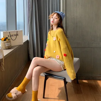 Jeseň/zima 2019 nové módne voľné pulóver sveter módne kórejskej ženy sveter