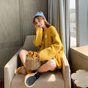 Jeseň/zima 2019 nové módne voľné pulóver sveter módne kórejskej ženy sveter