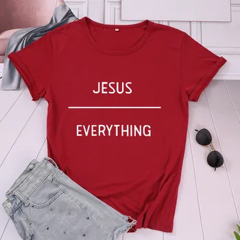 Ježiš Všetko Bavlna Ženy T-Shirt Plus Veľkosť Módne Grafické Hurajuku Ženské Oblečenie O Krk Christian Krátke Rukáv Top Tees